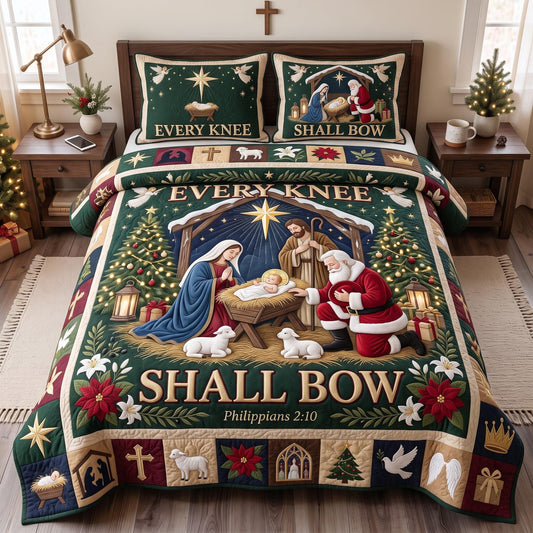 Christmas Shall Bow 3-Piece Quilted Bedding Set GFTOMA13508