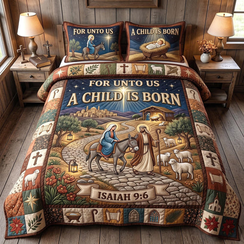Child Is Born 3-Piece Quilted Bedding Set GFTOMA13509