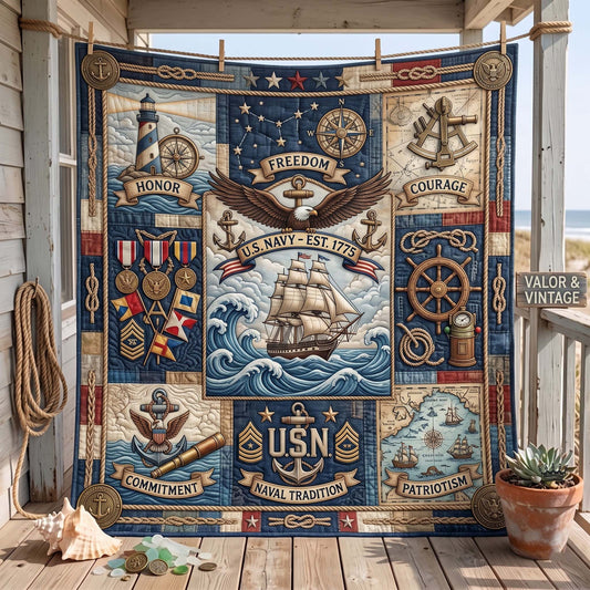 Navy Veteran Quilted Blanket GFTOMA13538