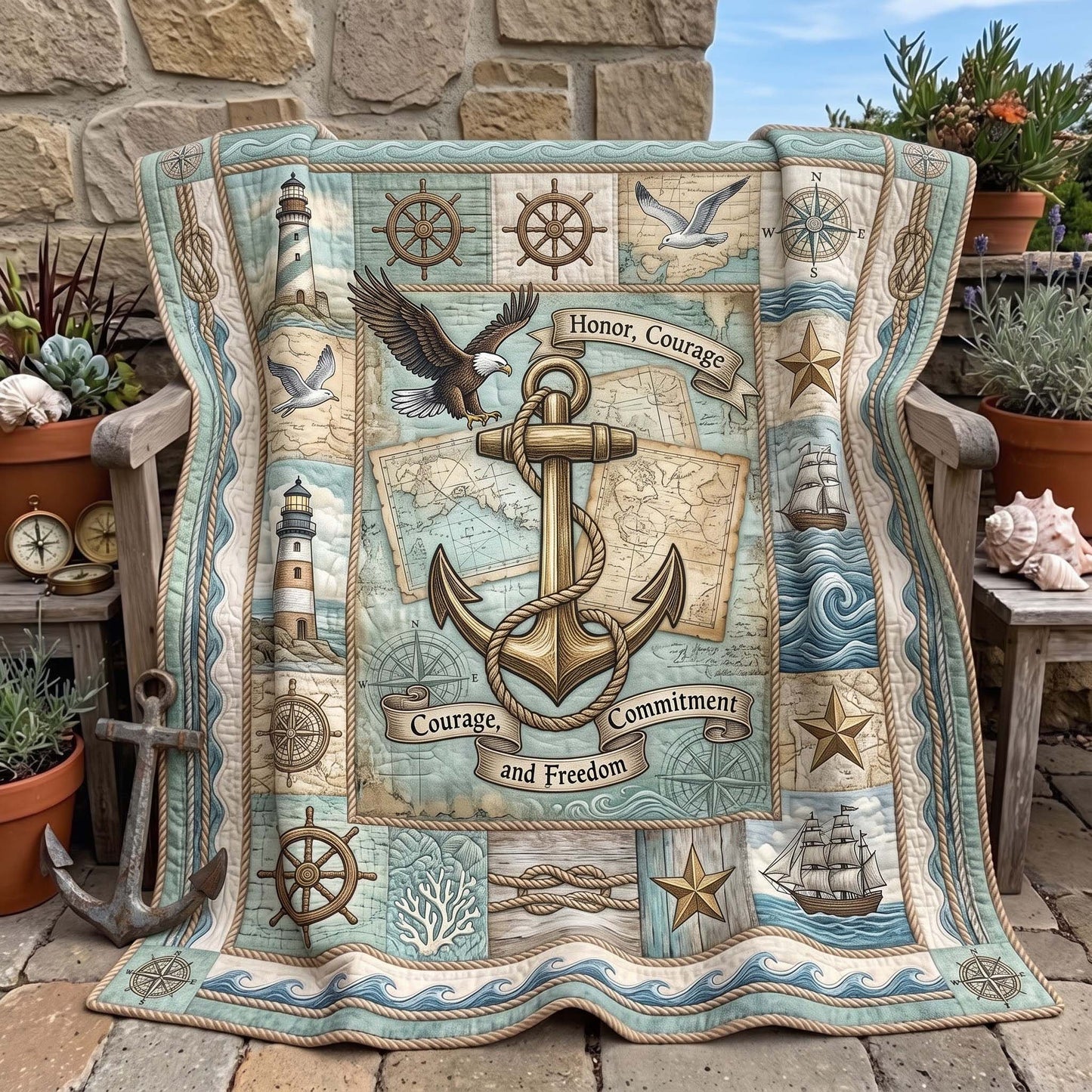 Navy Veteran Quilted Blanket GFTOMA13539