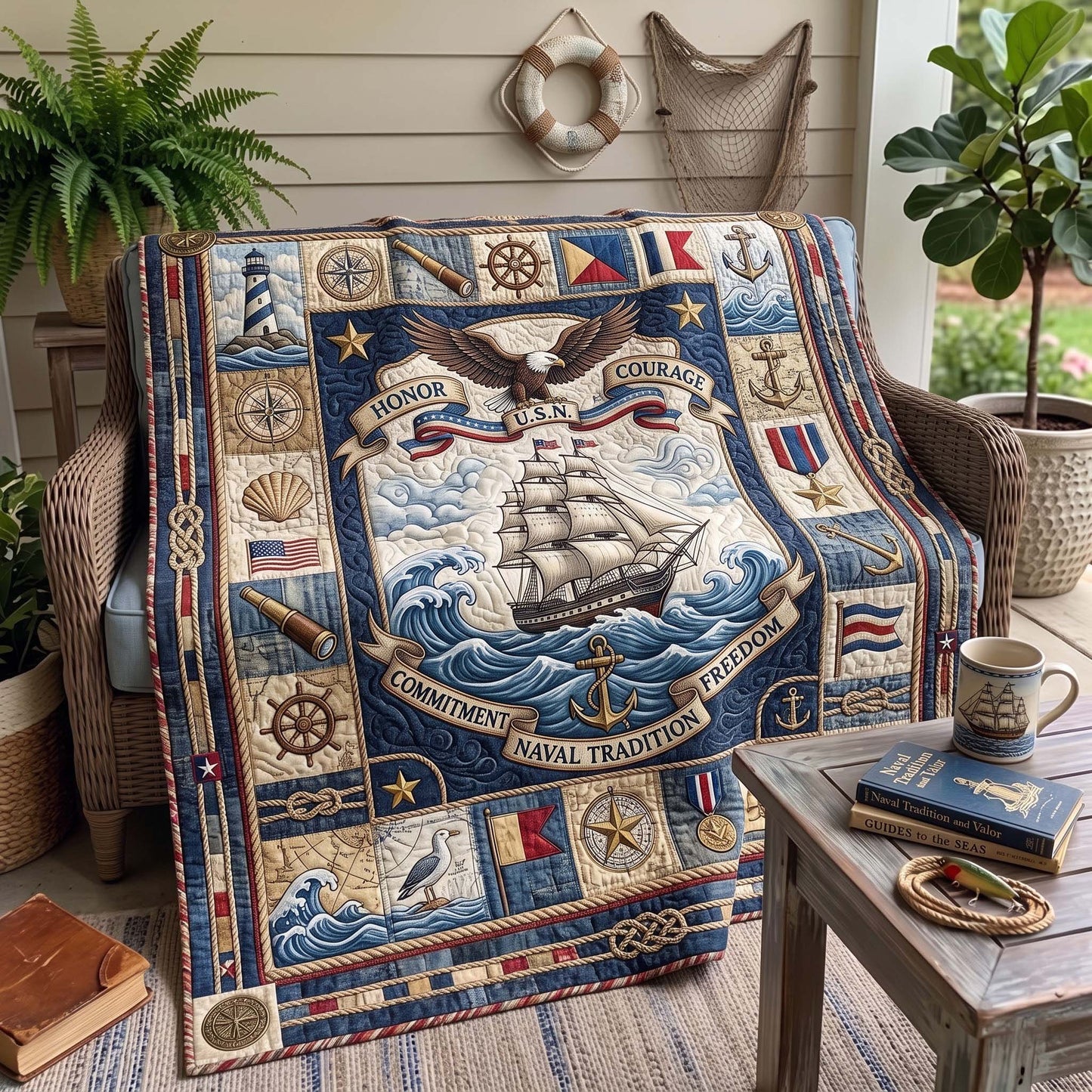 Navy Veteran Quilted Blanket GFTOMA13541