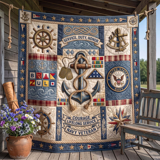 Navy Veteran Quilted Blanket GFTOMA13542