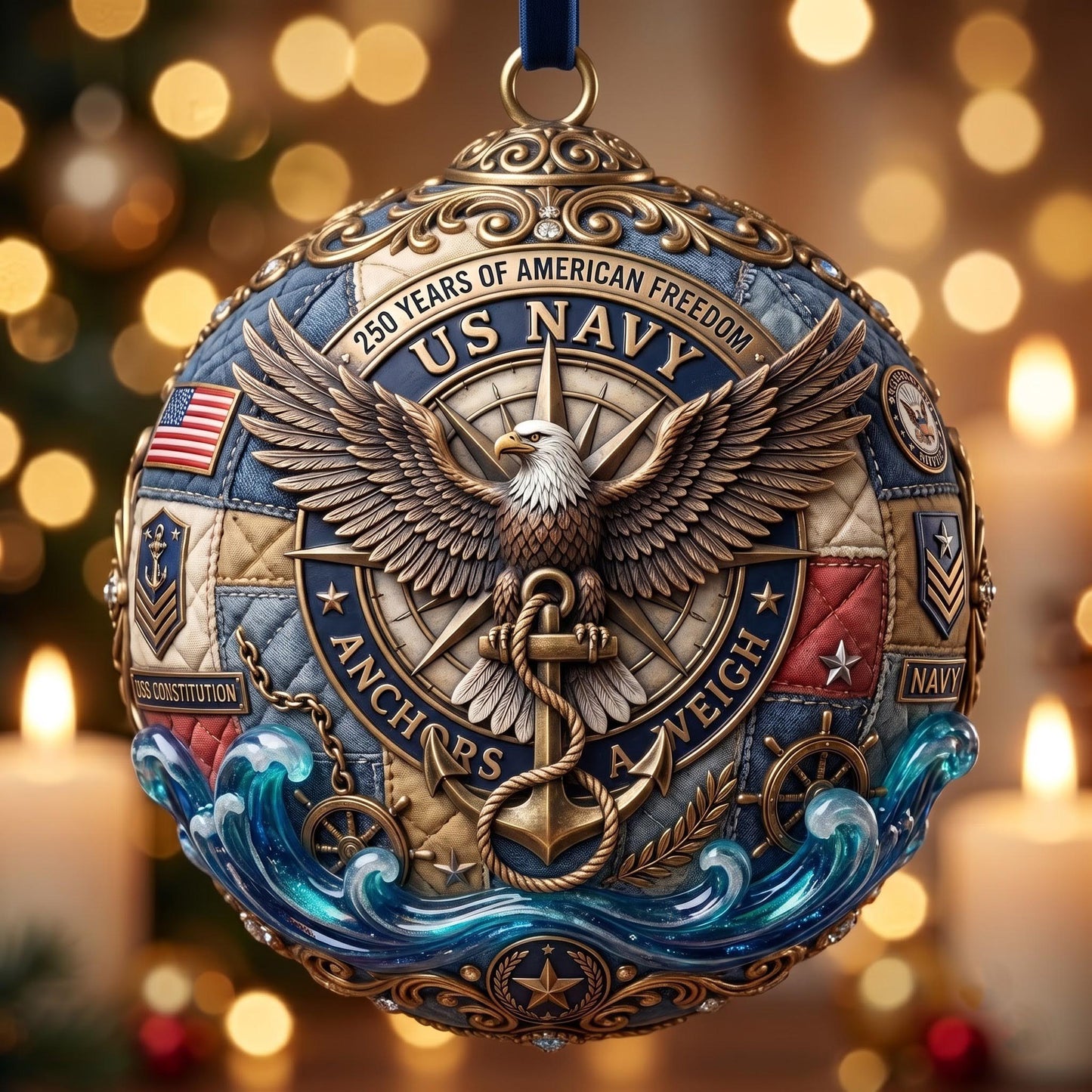Navy Veteran Christmas Mica Ornament GFTOMA13556