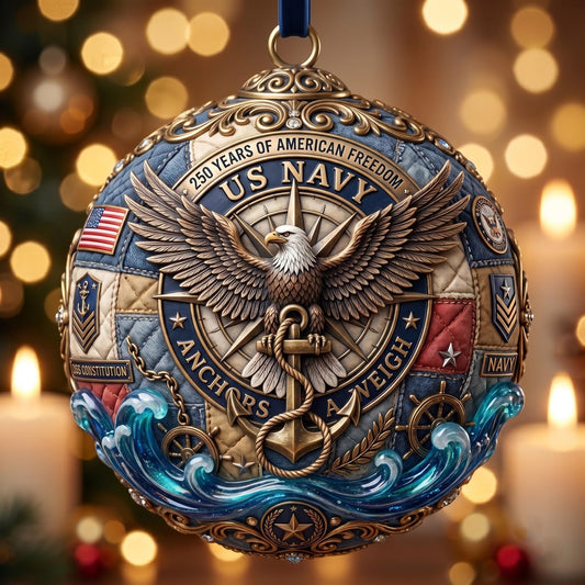 Navy Veteran Christmas Mica Ornament GFTOMA13556