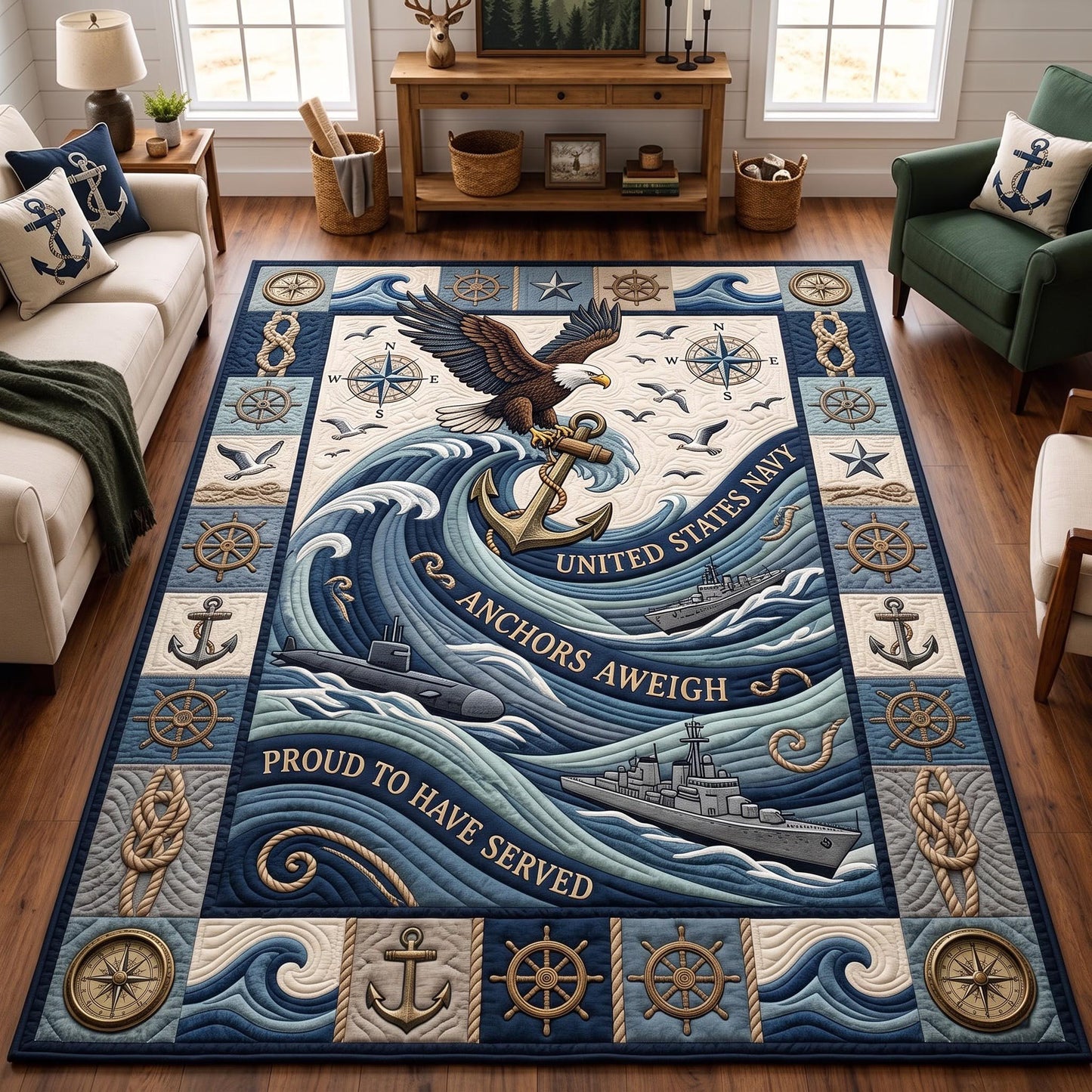 Navy Veteran Area Rug GFTOMA13574