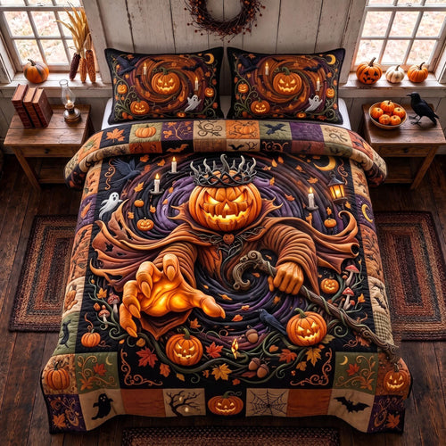 Pumpkin Vortex 3-Piece Quilted Bedding Set GFTOMA13579