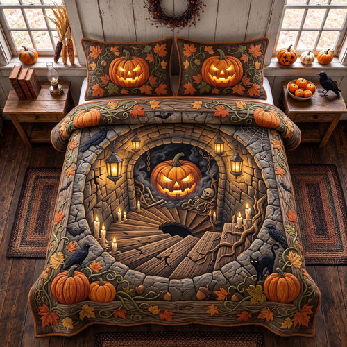 Pumpkin Tunnel 3-Piece Quilted Bedding Set GFTOMA13580