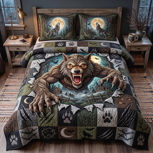 Moon Wolf 3-Piece Quilted Bedding Set GFTOMA13581