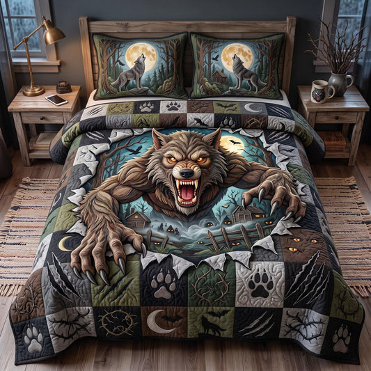 Moon Wolf 3-Piece Quilted Bedding Set GFTOMA13581