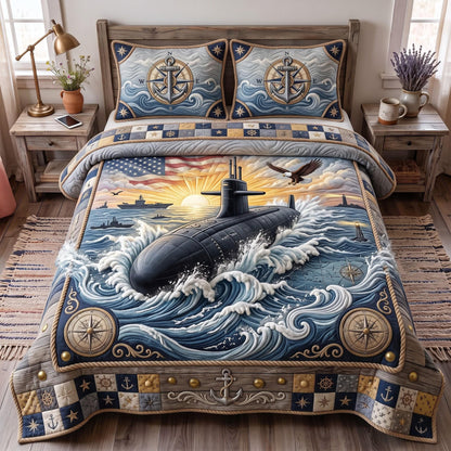 Navy Pride 3-Piece Quilted Bedding Set GFTOMA13582