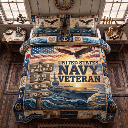 Navy Pride 3-Piece Quilted Bedding Set GFTOMA13584