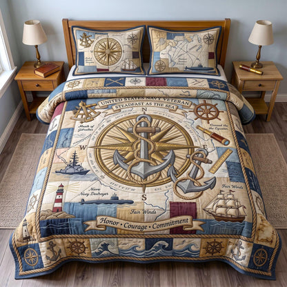 Navy Pride 3-Piece Quilted Bedding Set GFTOMA13585