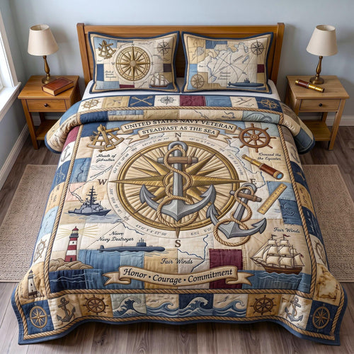 Navy Pride 3-Piece Quilted Bedding Set GFTOMA13585
