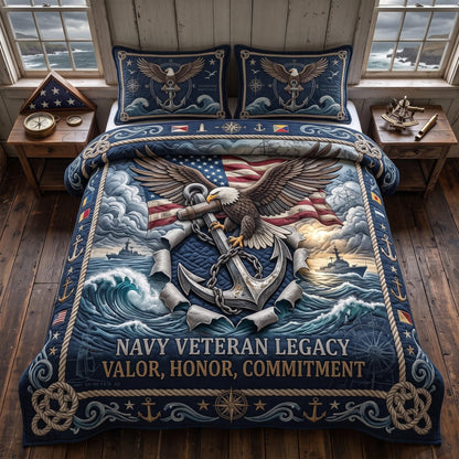 Navy Pride 3-Piece Quilted Bedding Set GFTOMA13586