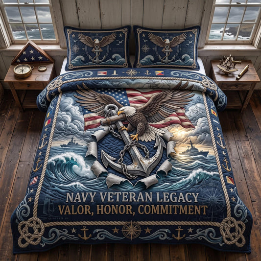 Navy Pride 3-Piece Quilted Bedding Set GFTOMA13586