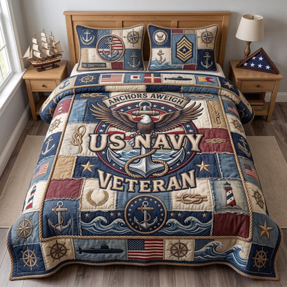 Navy Pride 3-Piece Quilted Bedding Set GFTOMA13587