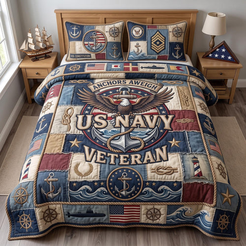 Navy Pride 3-Piece Quilted Bedding Set GFTOMA13587