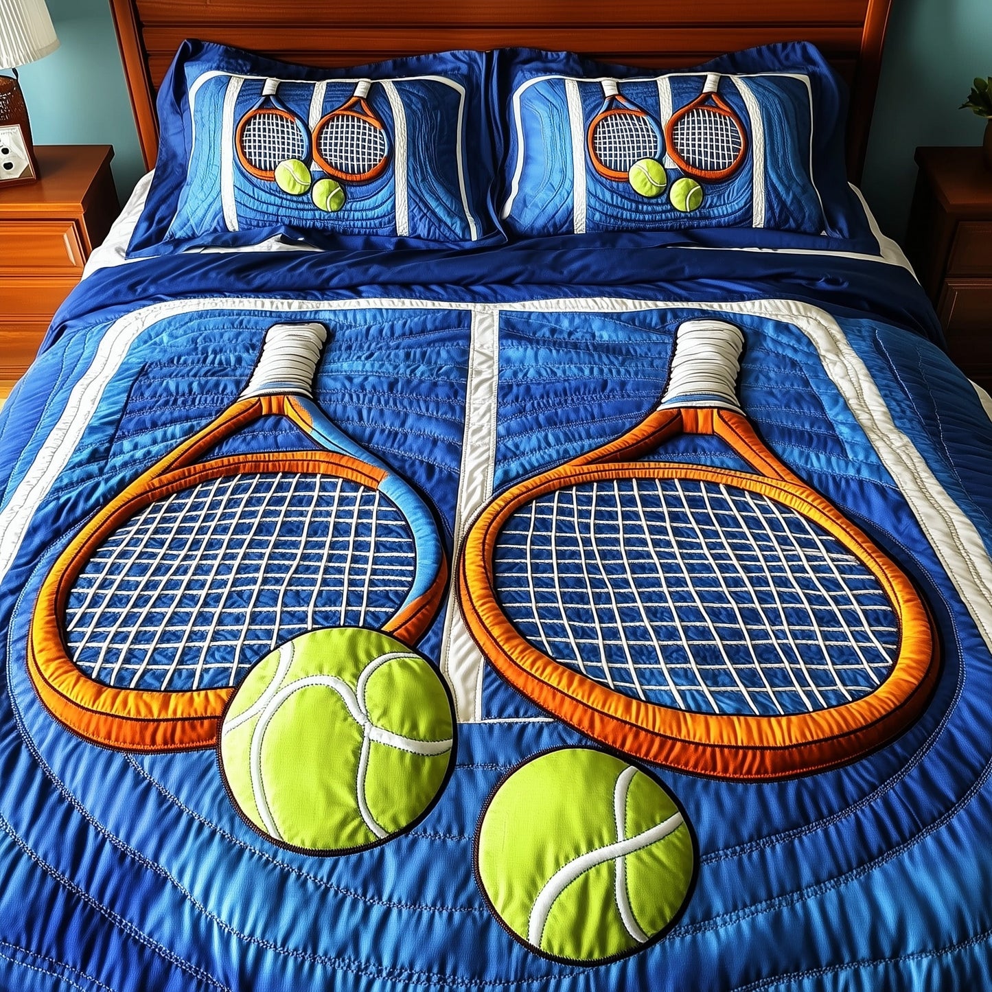 Tennis Time 3-Piece Quilted Bedding Set GFTOMA1360