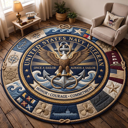 Navy Veteran Quilted Round Mat GFTOMA13600