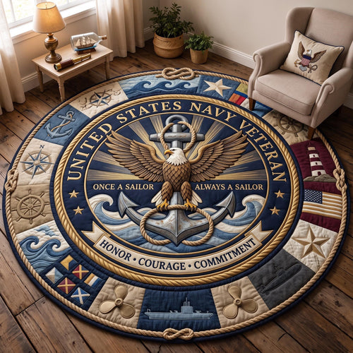Navy Veteran Quilted Round Mat GFTOMA13600