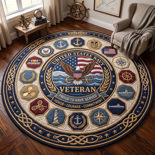 Navy Veteran Quilted Round Mat GFTOMA13601