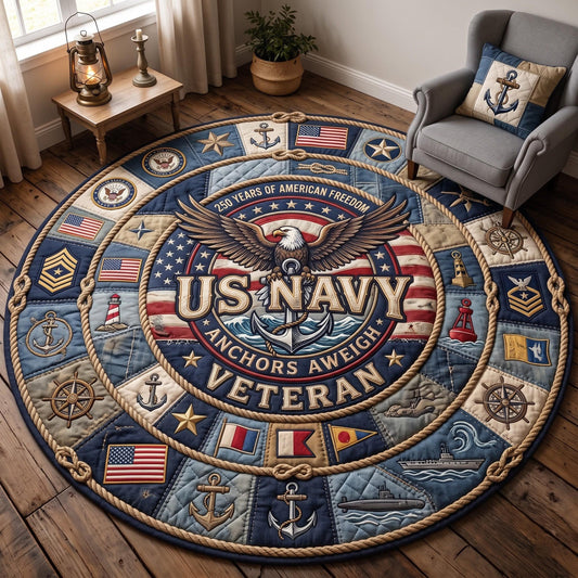 Navy Veteran Quilted Round Mat GFTOMA13604