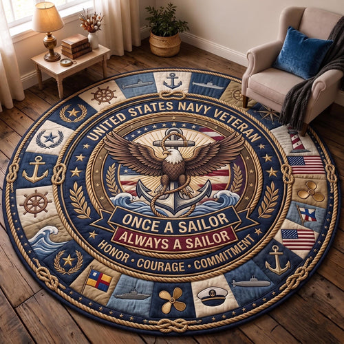 Navy Pride Quilted Round Mat GFTOMA13605