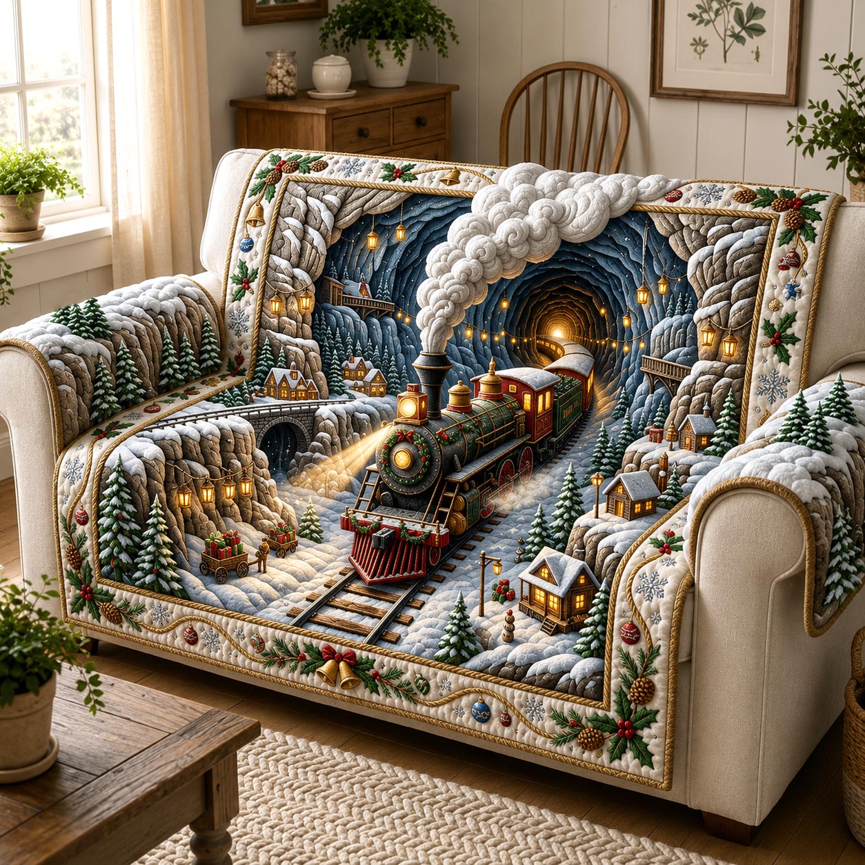 Polar Express Throw Quilted Sofa Cover GFTOMA13612