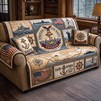 Navy Veteran Quilted Sofa Cover GFTOMA13618