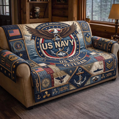 Navy Pride Quilted Sofa Cover GFTOMA13620