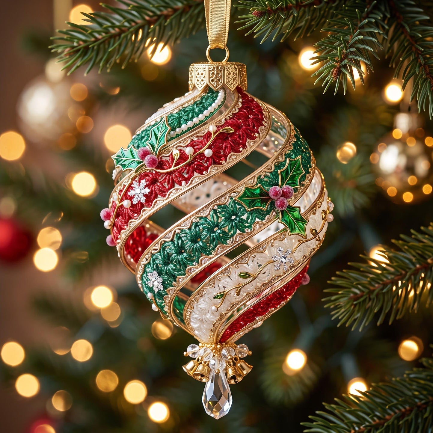 Ribbon Bauble Christmas Mica Ornament GFTOMA13636