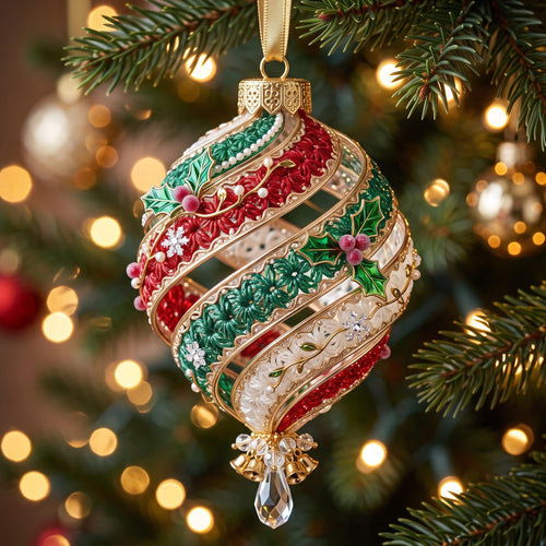 Ribbon Bauble Christmas Mica Ornament GFTOMA13636