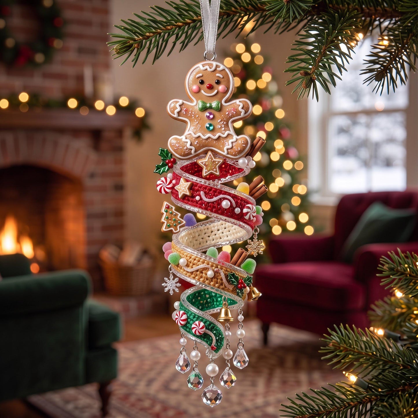 Gingerbread Spiral Christmas Mica Ornament GFTOMA13638