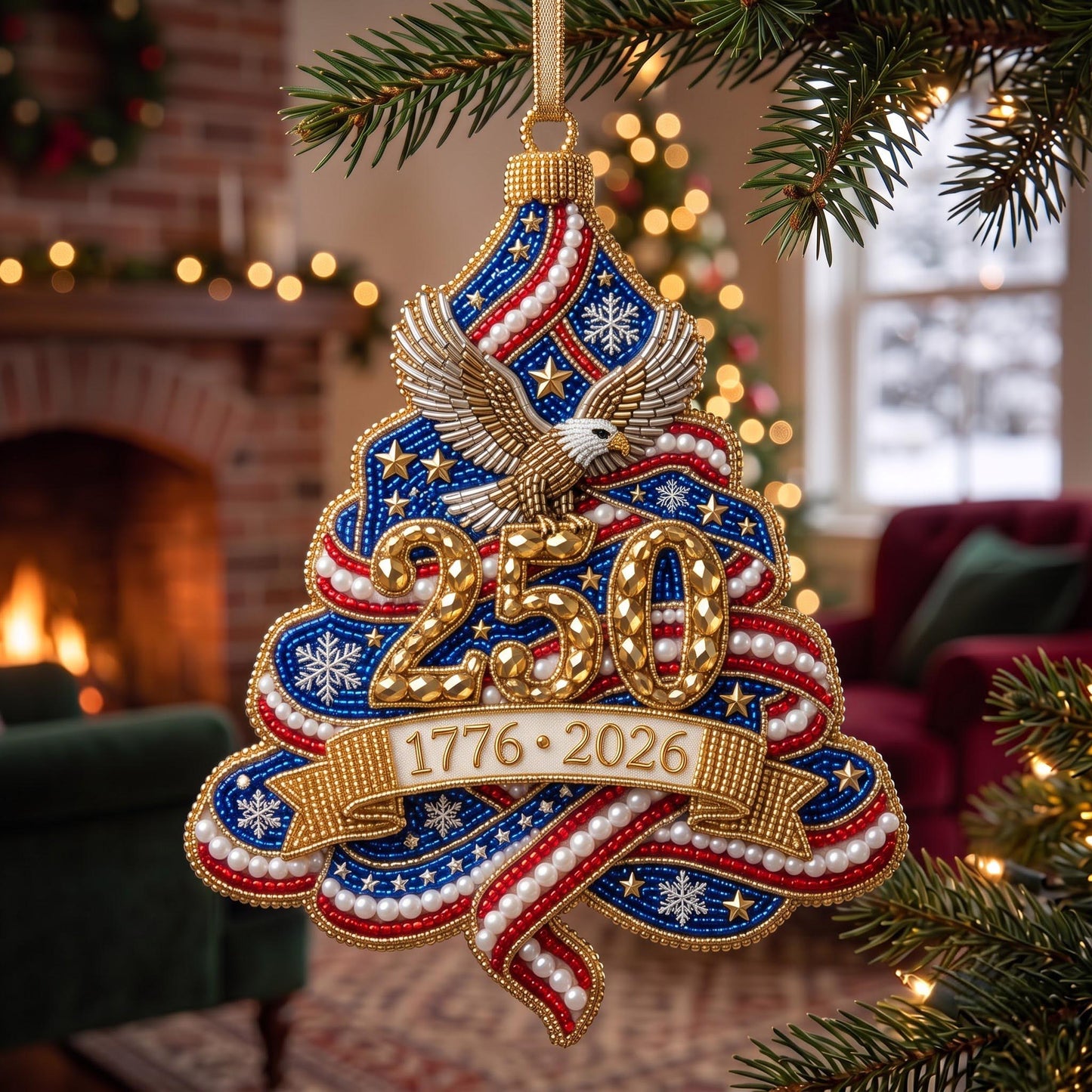 Patriot Tree Christmas Mica Ornament GFTOMA13644