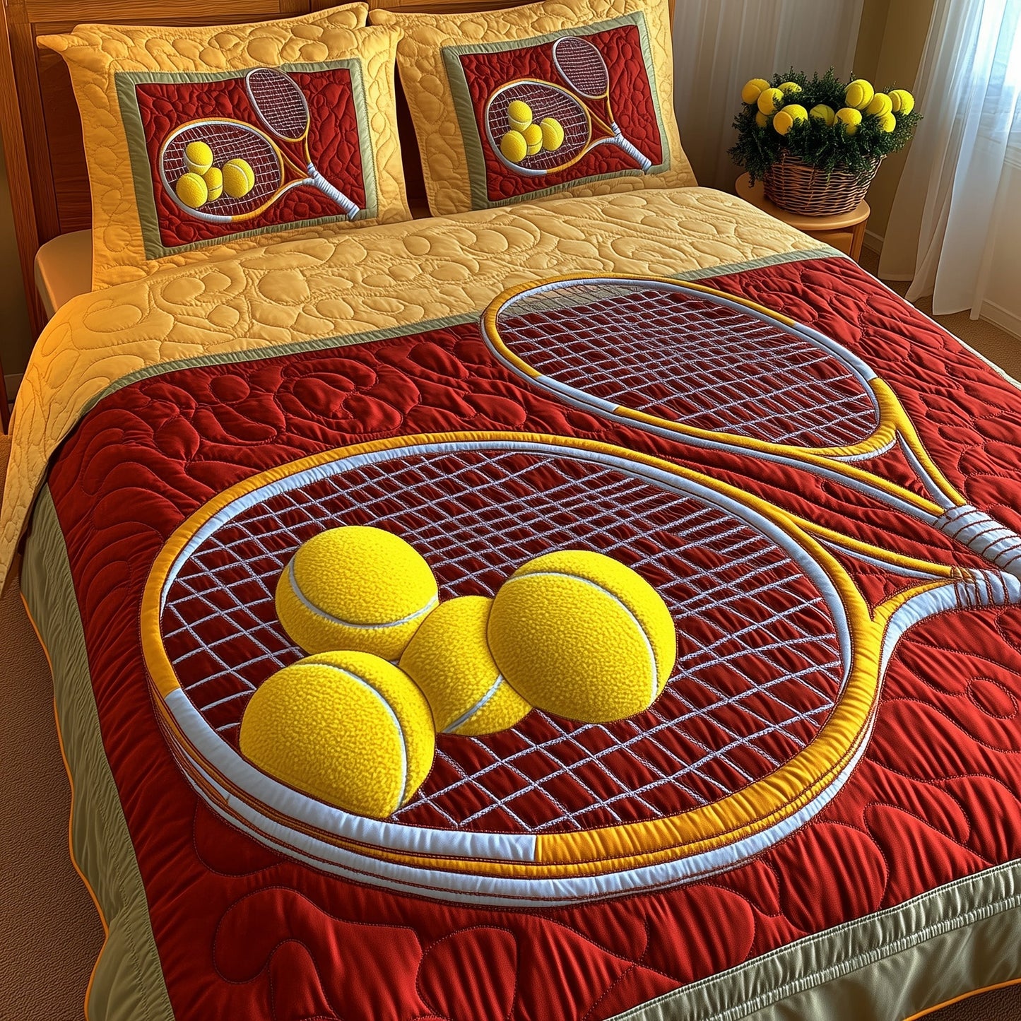 Tennis Time 3-Piece Quilted Bedding Set GFTOMA1366
