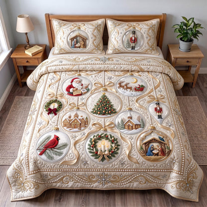 Christmas Elegance 3-Piece Quilted Bedding Set GFTOMA13660