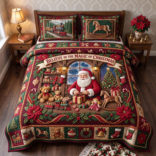 Santa Workshop 3-Piece Quilted Bedding Set GFTOMA13663