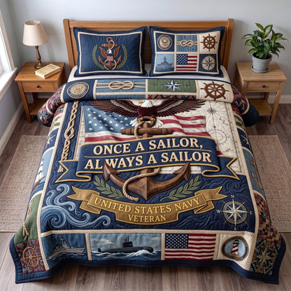 Navy Pride 3-Piece Quilted Bedding Set GFTOMA13664