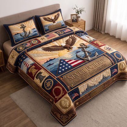 Navy Pride 3-Piece Quilted Bedding Set GFTOMA13665