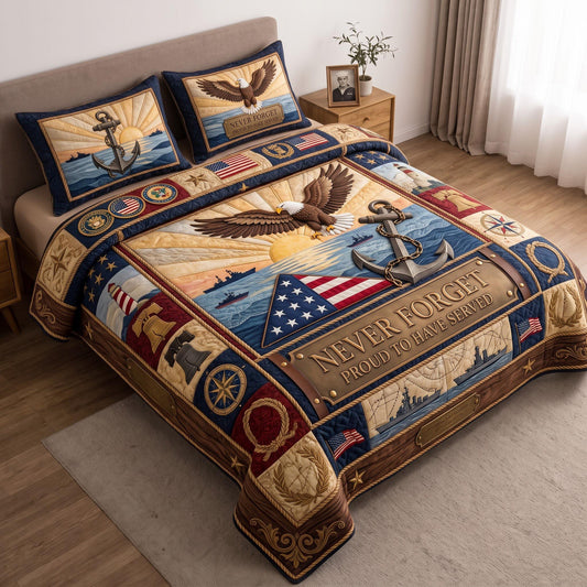 Navy Pride 3-Piece Quilted Bedding Set GFTOMA13665
