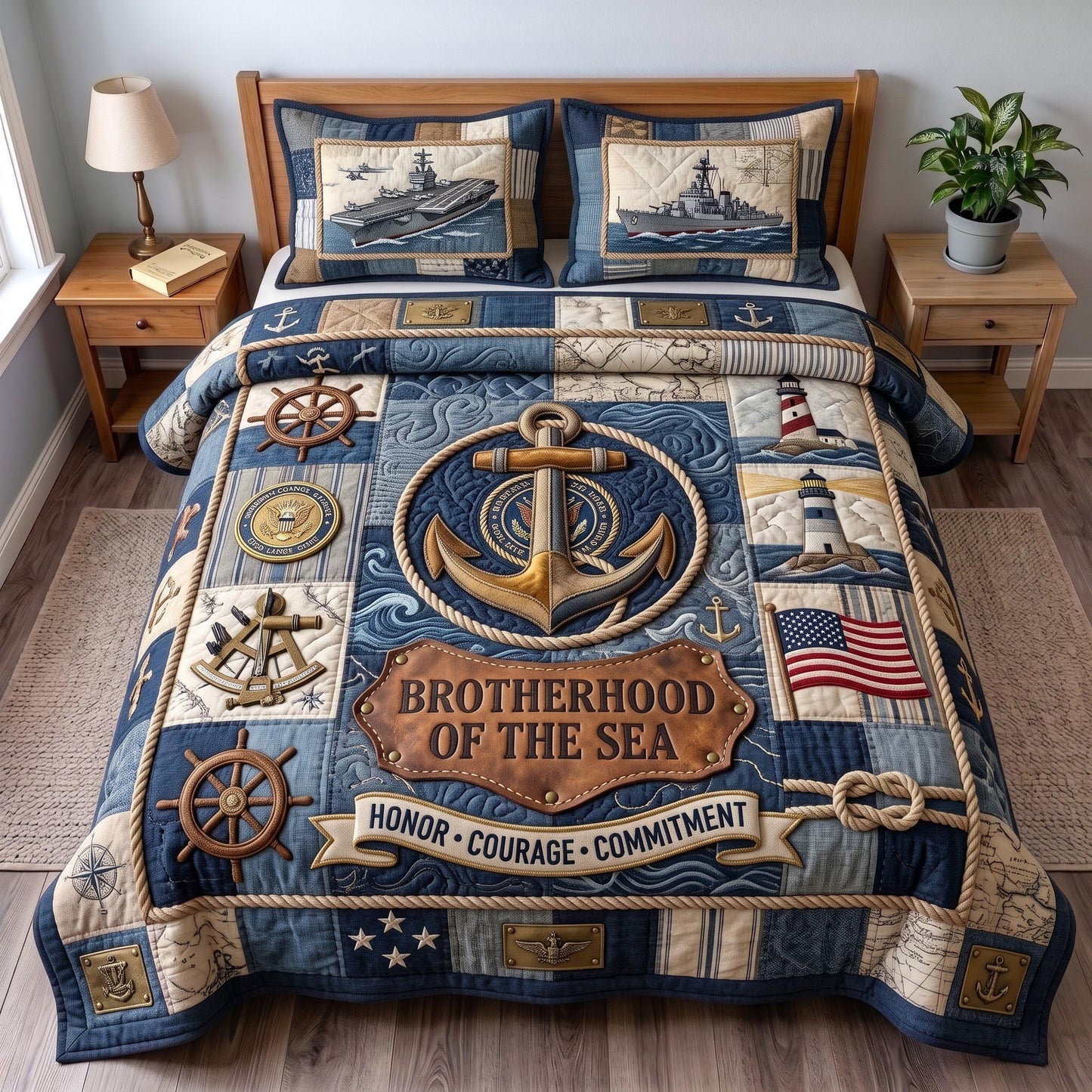 Navy Pride 3-Piece Quilted Bedding Set GFTOMA13666