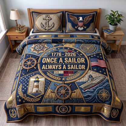 Navy Pride 3-Piece Quilted Bedding Set GFTOMA13667
