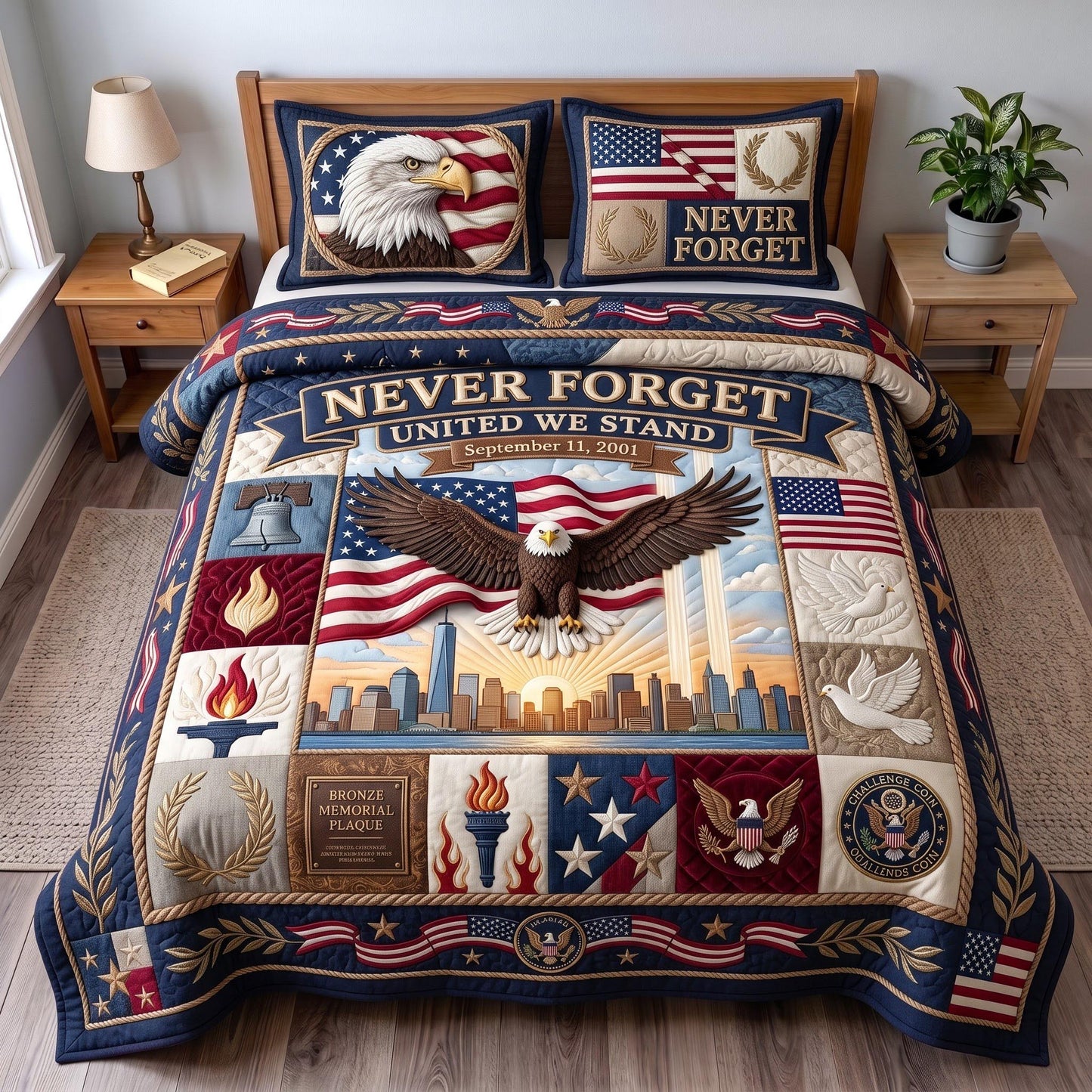 Patriot Day 3-Piece Quilted Bedding Set GFTOMA13668