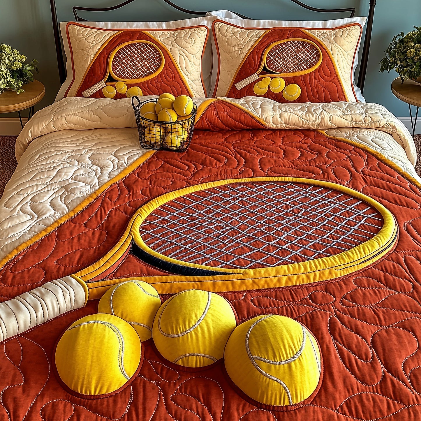 Tennis Time 3-Piece Quilted Bedding Set GFTOMA1367