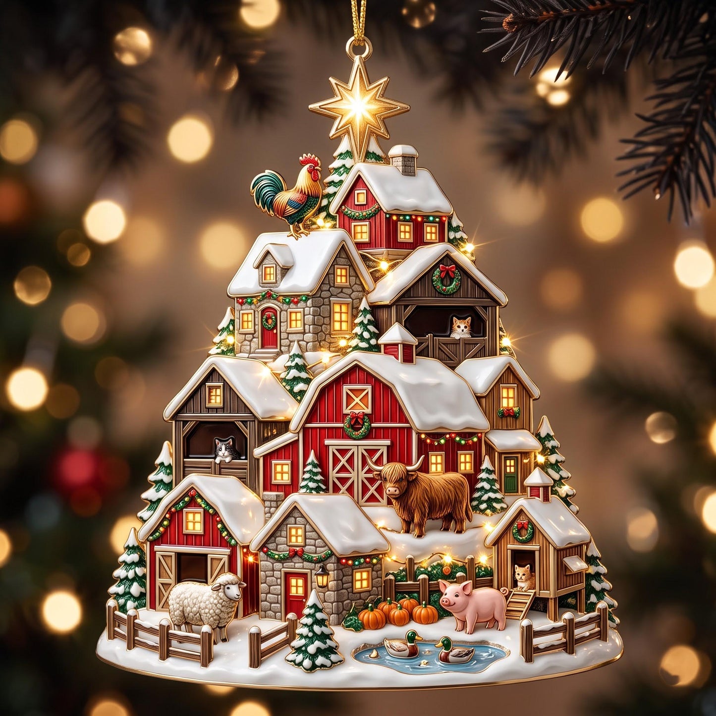 Barn Village Christmas Mica Ornament GFTOMA13670