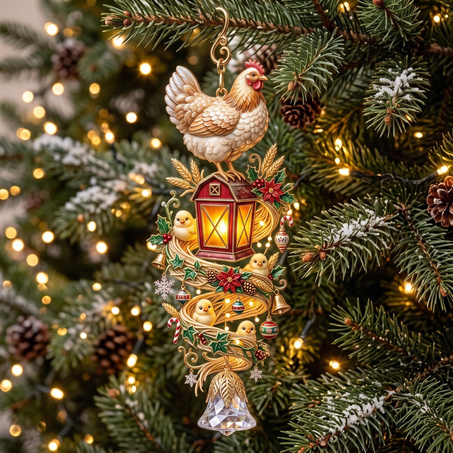 Chicken Lantern Christmas Mica Ornament GFTOMA13672