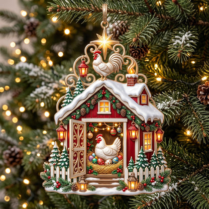 Farmhouse Holiday Christmas Mica Ornament
