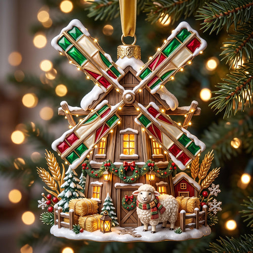Farm Windmill Christmas Mica Ornament GFTOMA13677