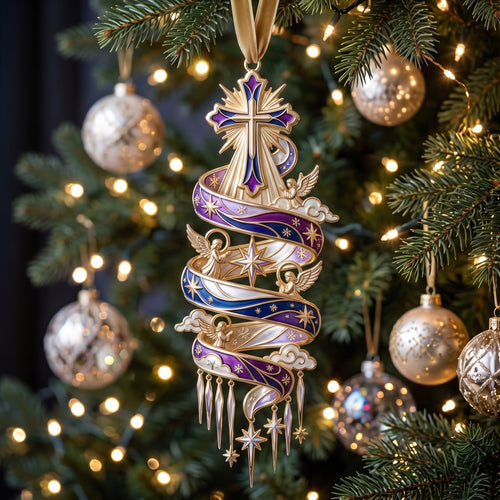 Cross Spiral Christmas Mica Ornament GFTOMA13682