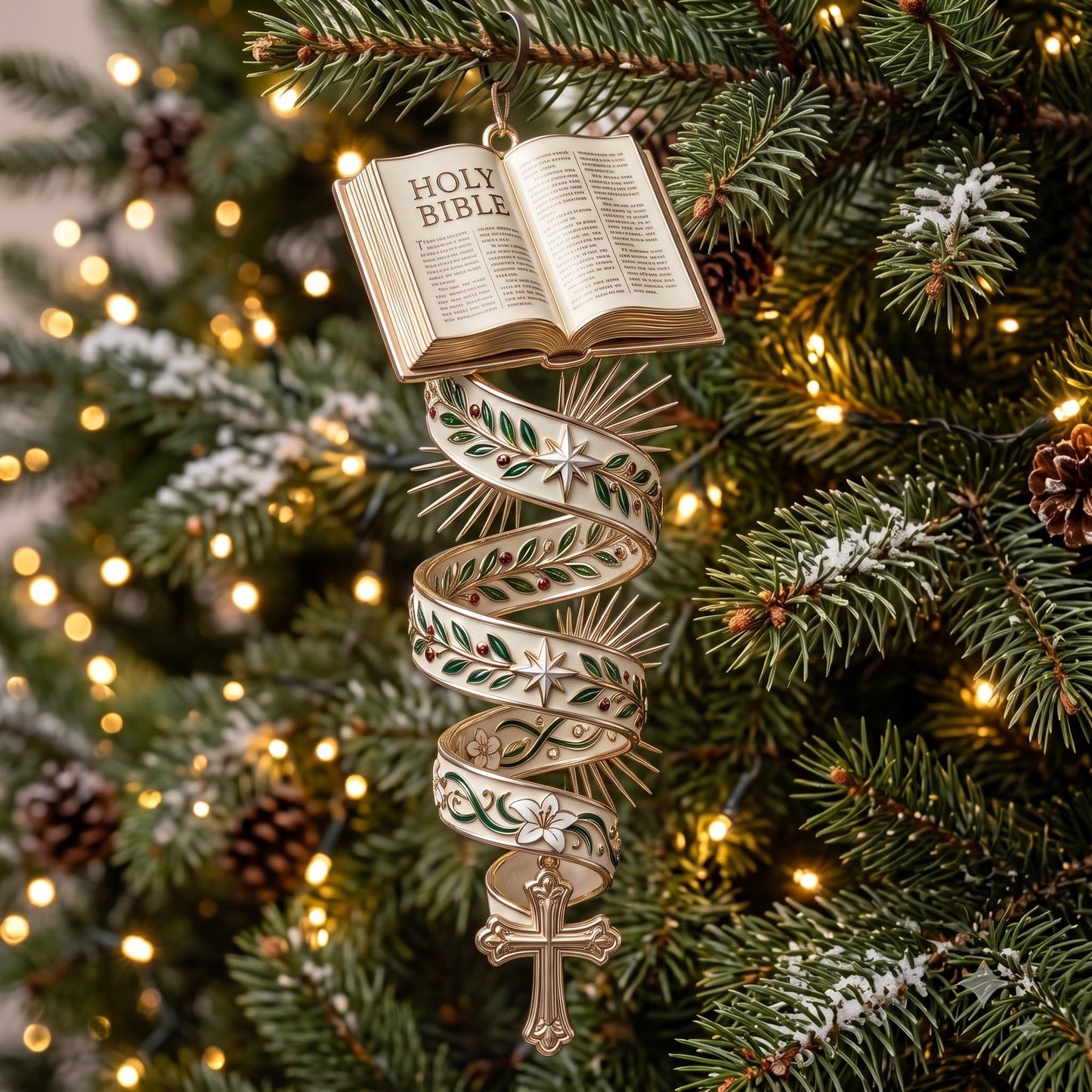 Bible Spiral Christmas Mica Ornament GFTOMA13684